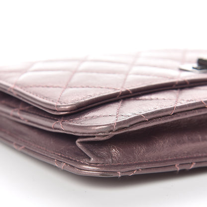 Chanel Metallic Aged Calfskin Quilted Reissue Wallet On Chain WOC Dark Pink 9 of 10