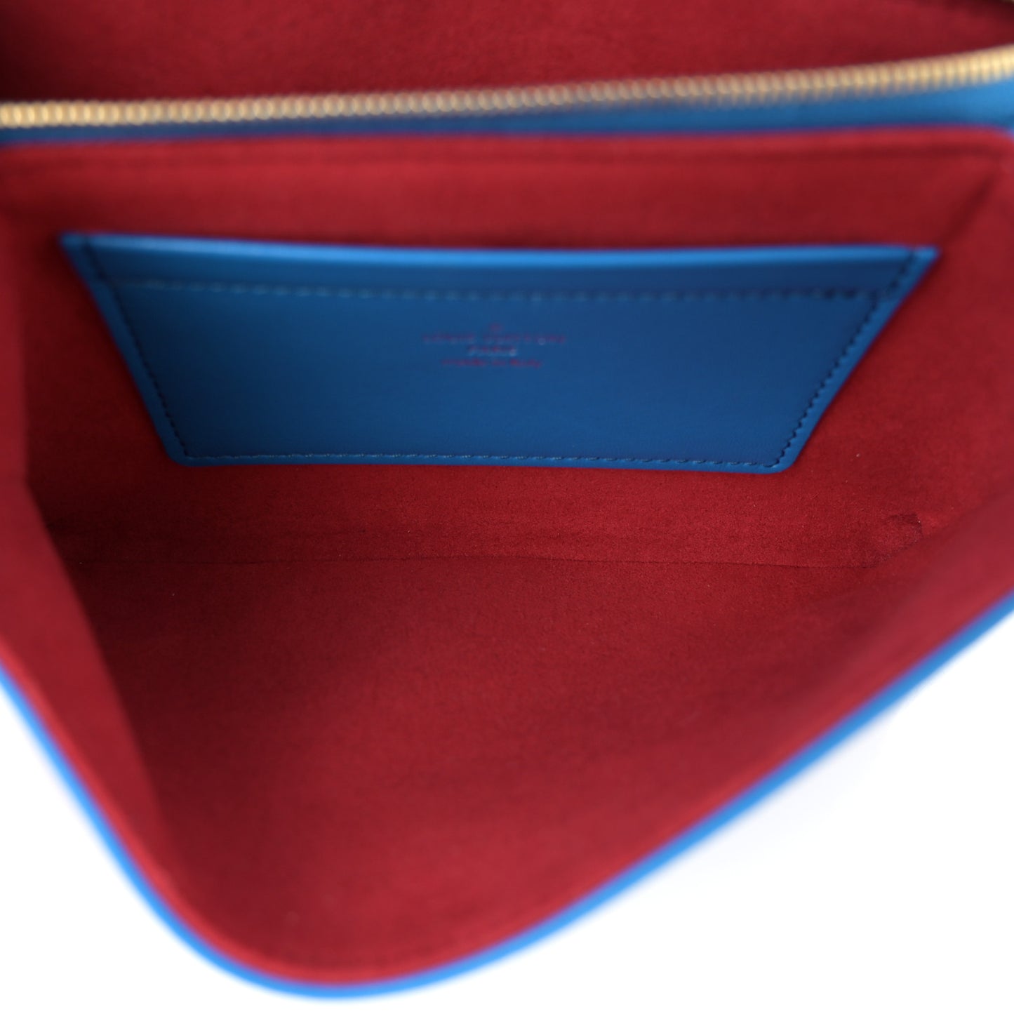 Lambskin Embossed Monogram Vuittamins Pochette Coussin Blue Red