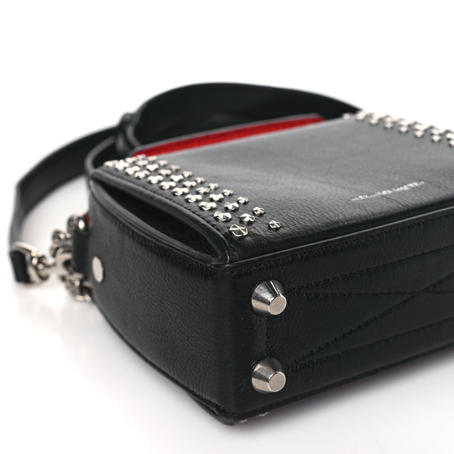 Alexander McQueen Grained Calfskin Studded Box Shoulder Bag 16 Black 7 of 8
