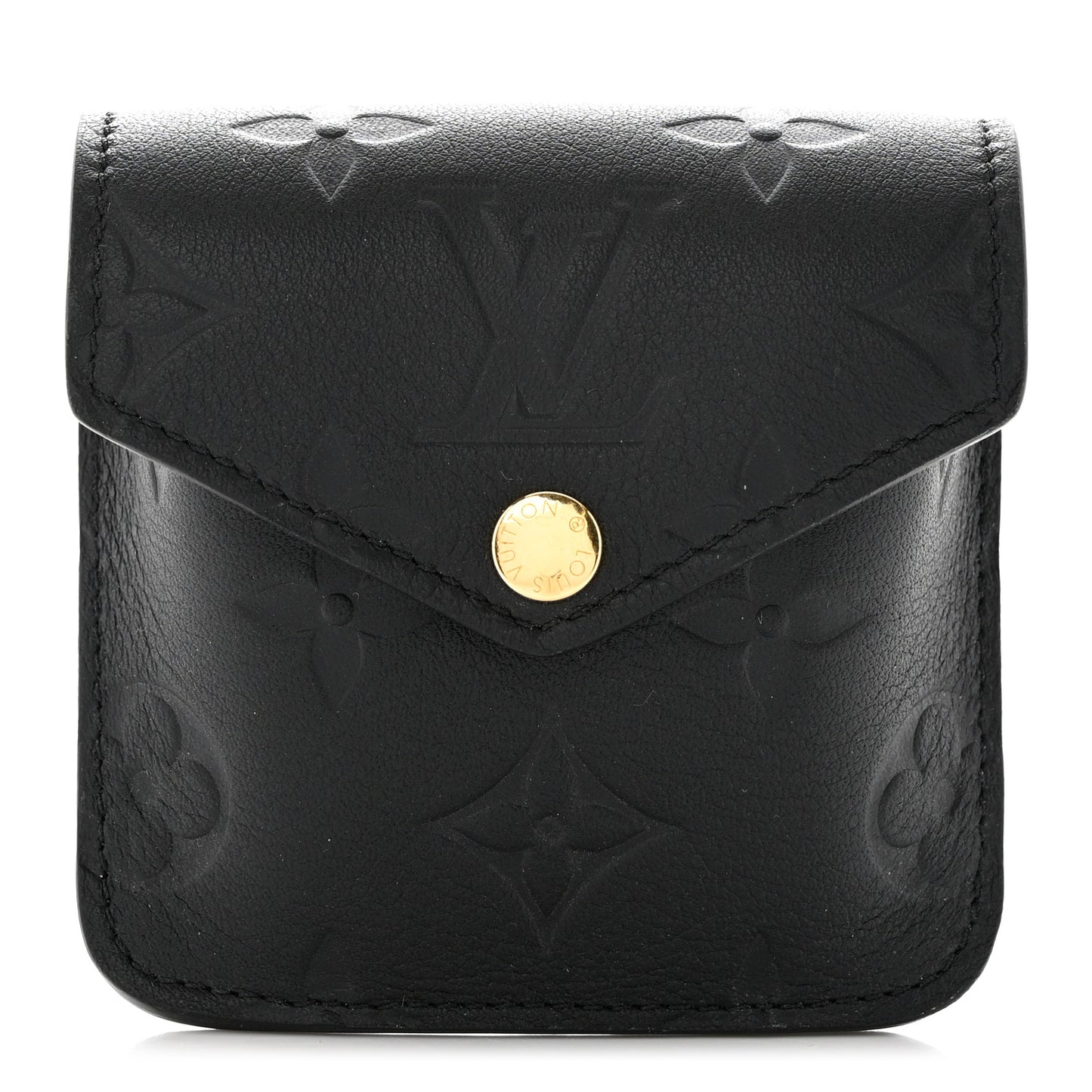 Calfskin Monogram Embossed Utility Coin Purse Black