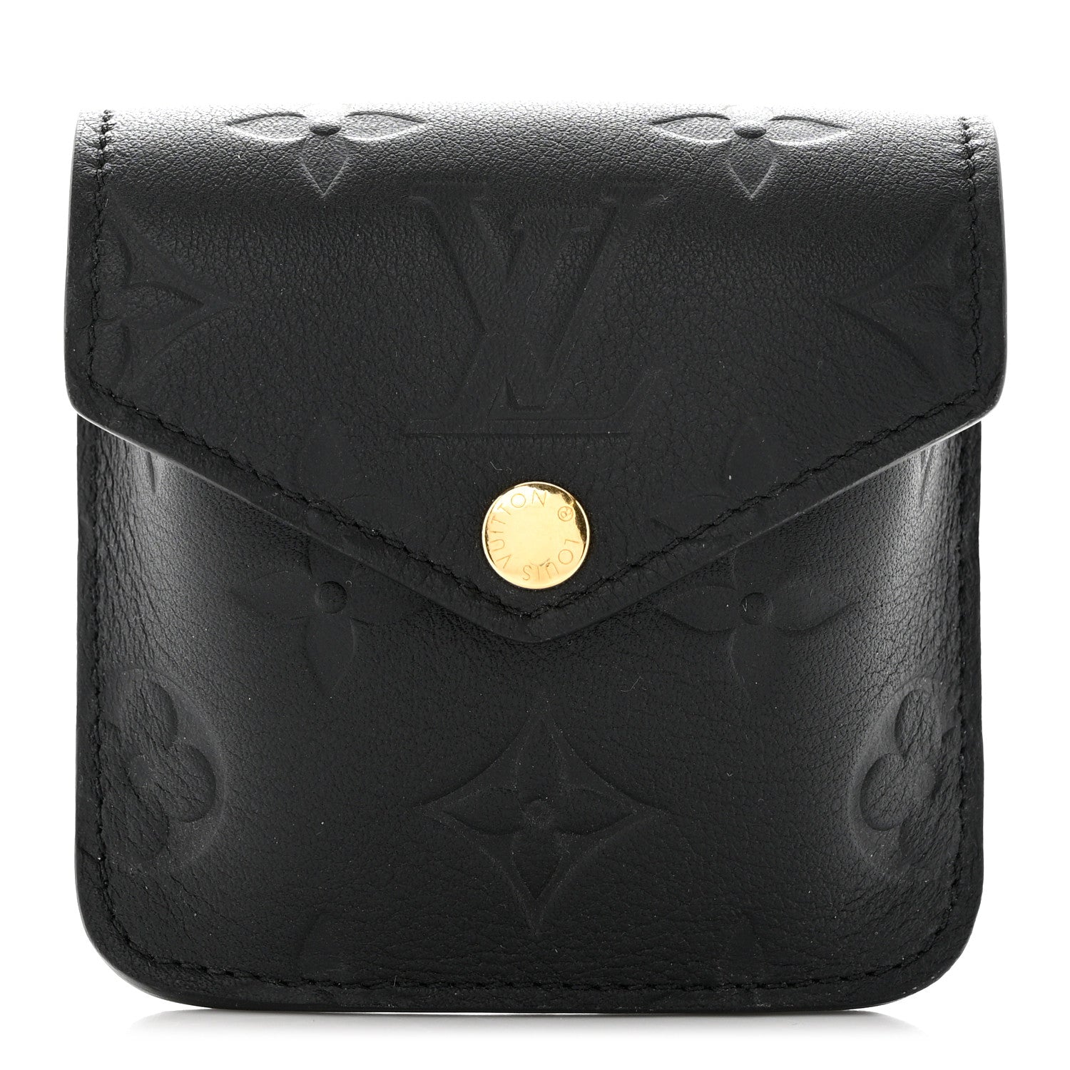 Louis Vuitton Calfskin Monogram Embossed Utility Coin Purse Black 1 of 6