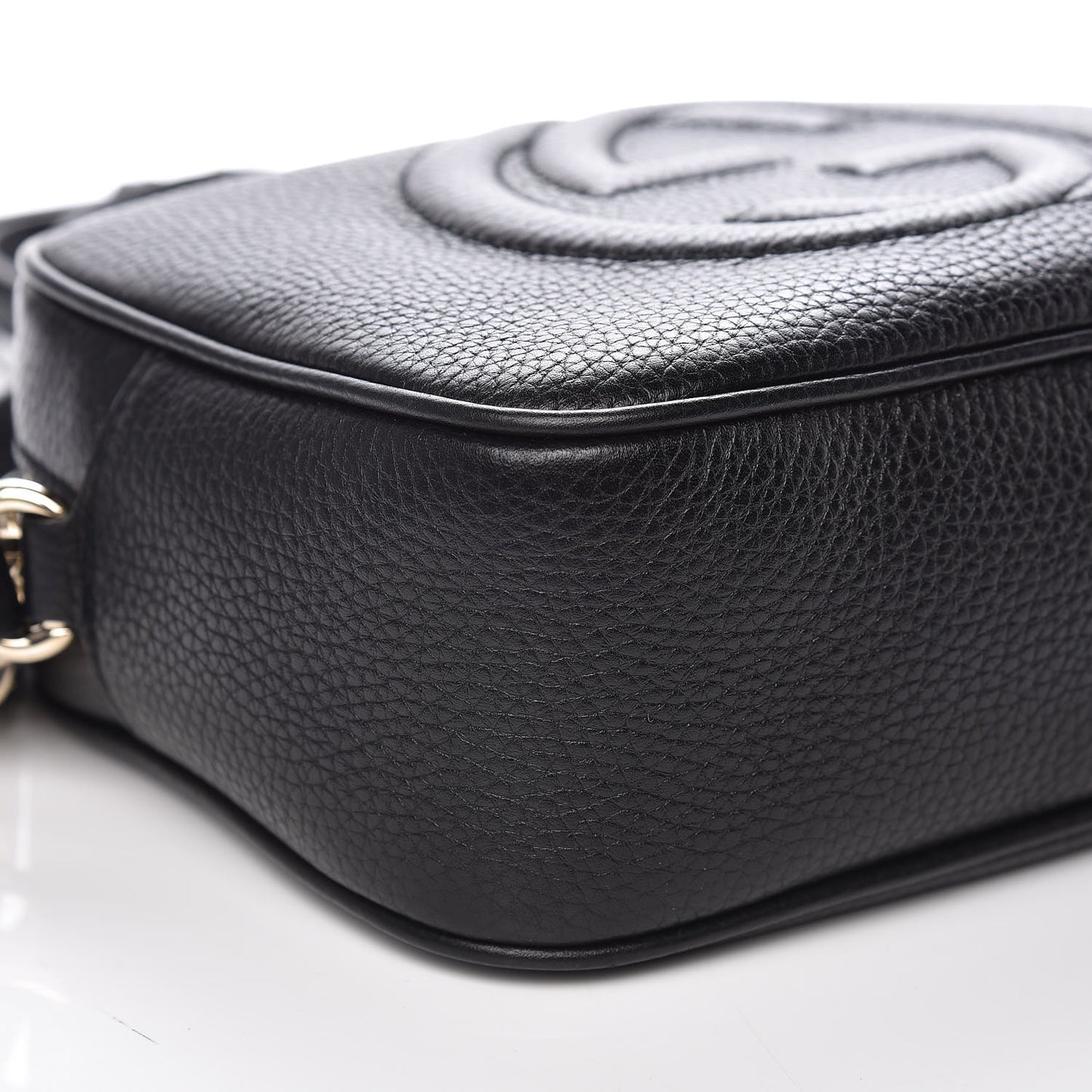 Pebbled Calfskin Small Soho Disco Bag Black