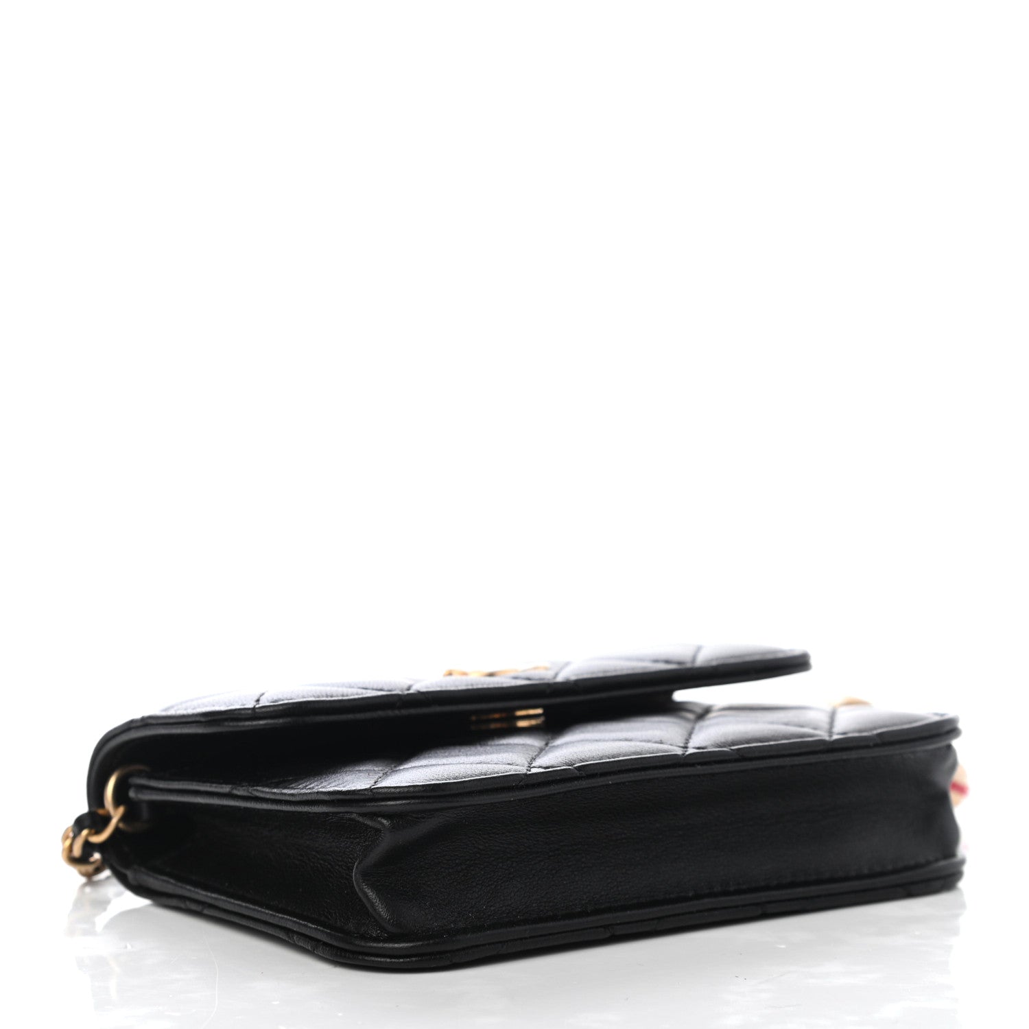 Chanel Lambskin Quilted Pearl Crush Clutch With Chain Black 3 of 4