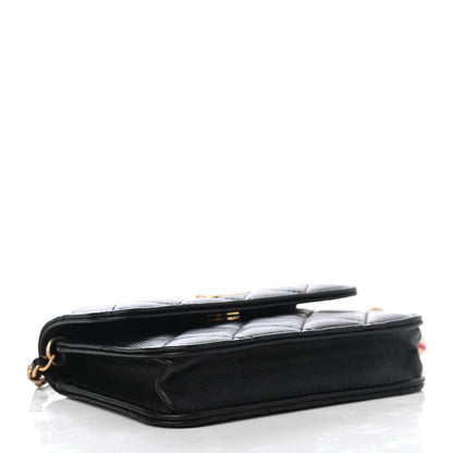 Chanel Lambskin Quilted Pearl Crush Clutch With Chain Black 3 of 4