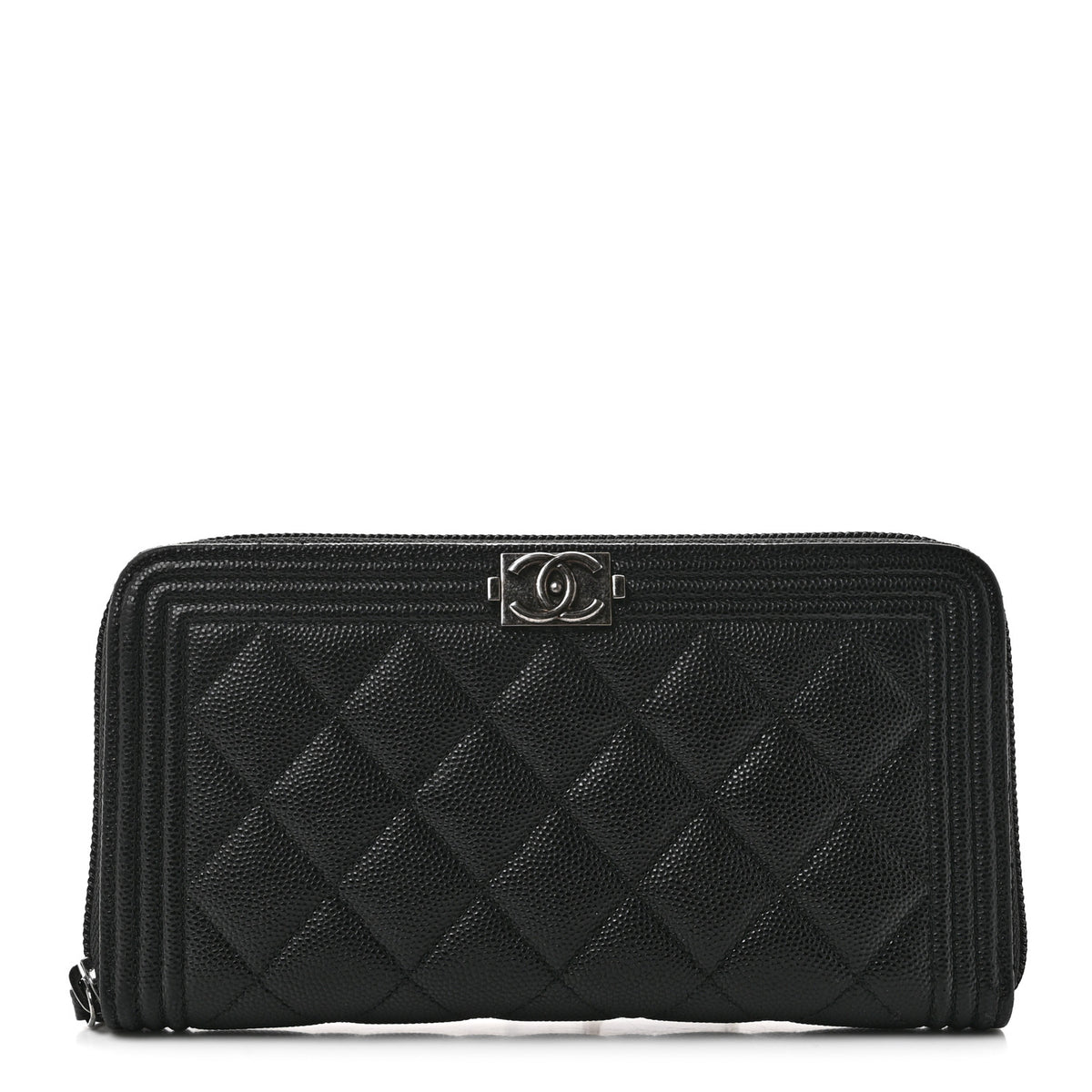 Chanel Caviar Quilted Boy Long Zip Around Wallet Black 1 of 8