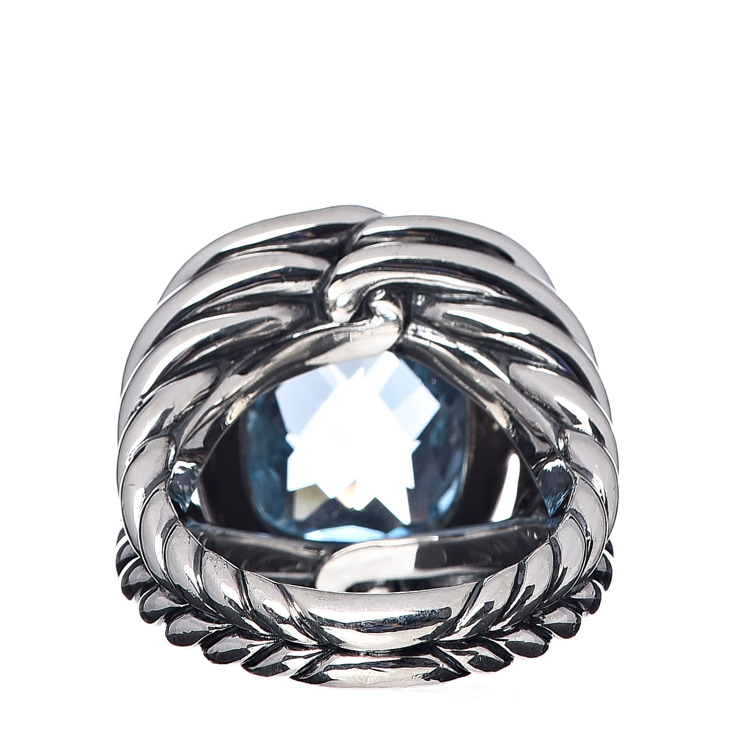 Sterling Silver Blue Topaz Diamond 14mm Labyrinth Ring 52 6