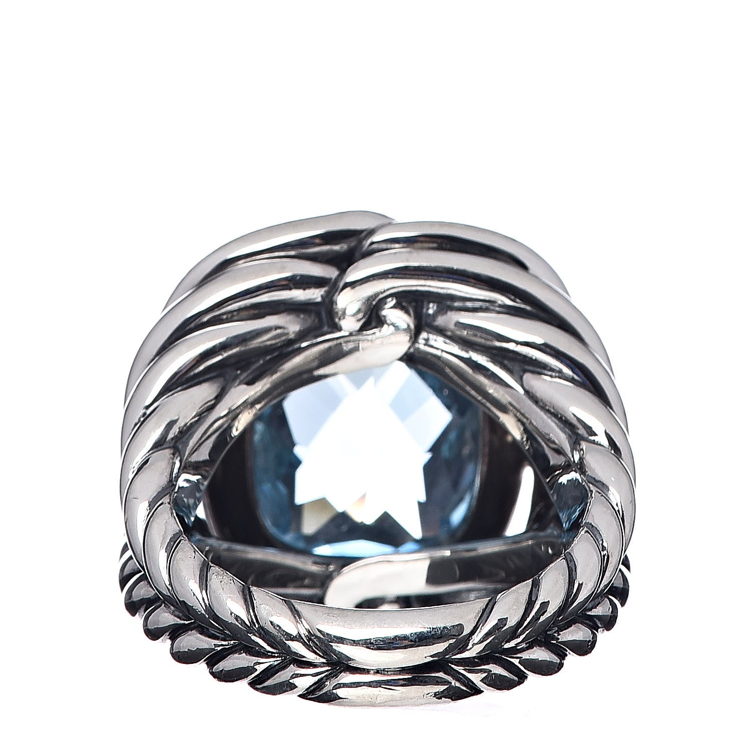 David Yurman Sterling Silver Blue Topaz Diamond 14mm Labyrinth Ring 52 6 4 of 5