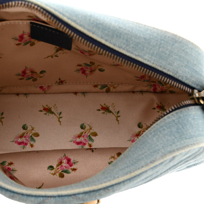Gucci Denim Matelasse Small Pearly GG Marmont Chain Bag Blue 5 of 10