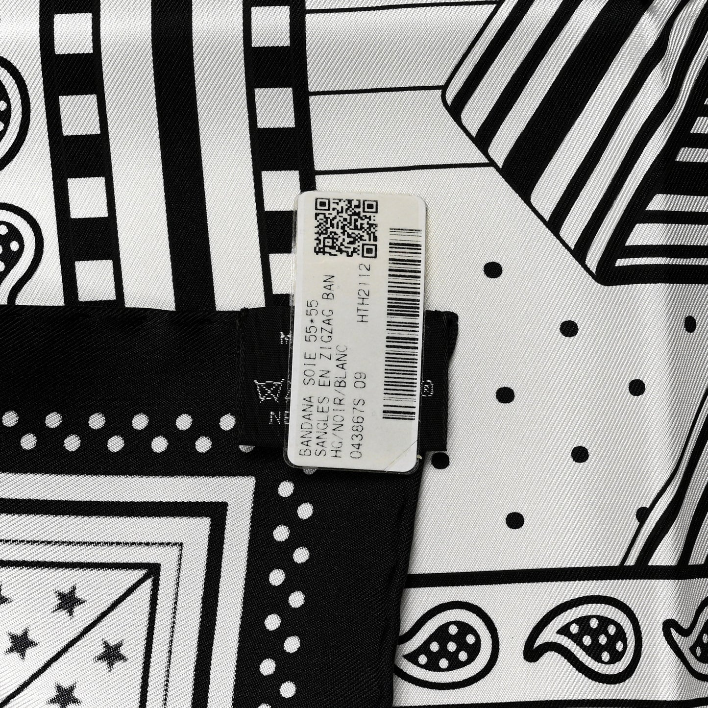 Silk Sangles En ZigZag Bandana Scarf 55 Black White