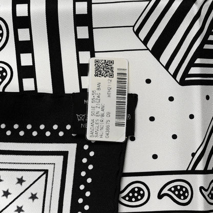 Hermes Silk Sangles En ZigZag Bandana Scarf 55 Black White 2 of 4
