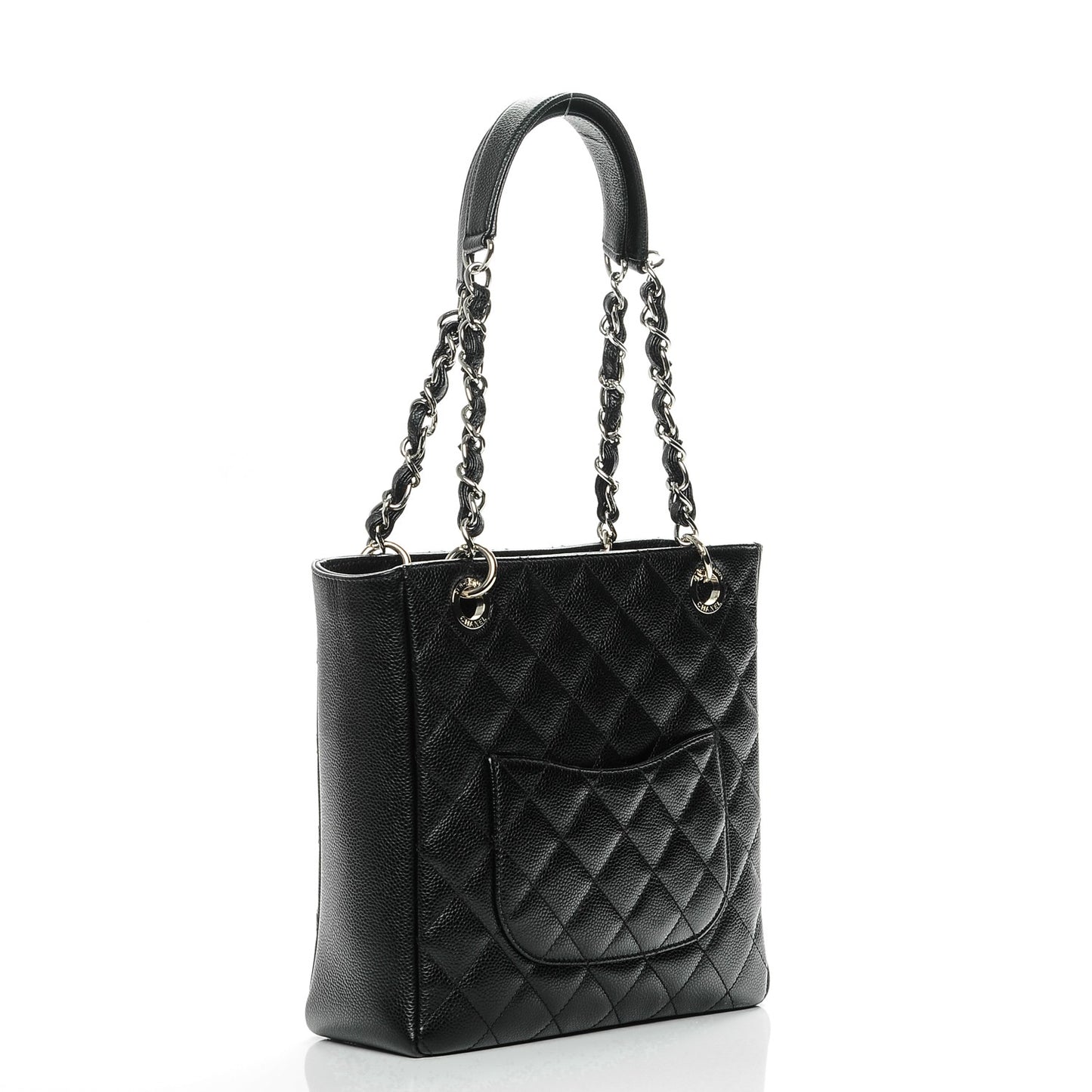 Caviar Quilted Petit Shopping Tote PST Black