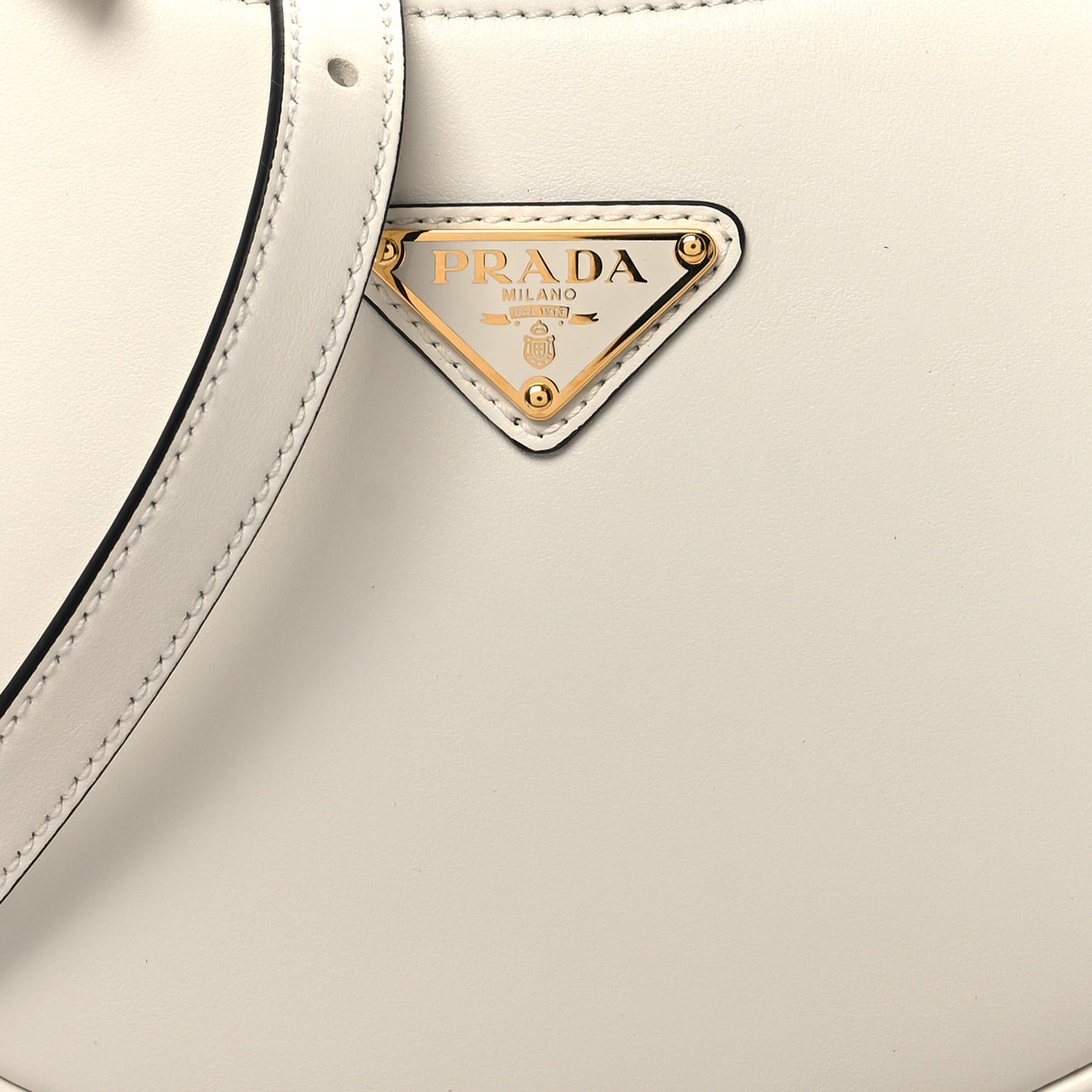 Soft Calfskin Arque Shoulder Bag White