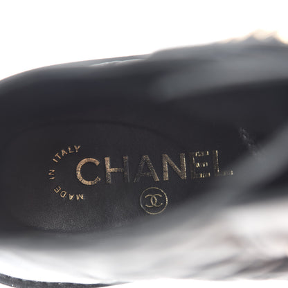 Chanel Shiny Goatskin Calfskin Quilted Lace Up Combat Boots 38 Black 7 of 8