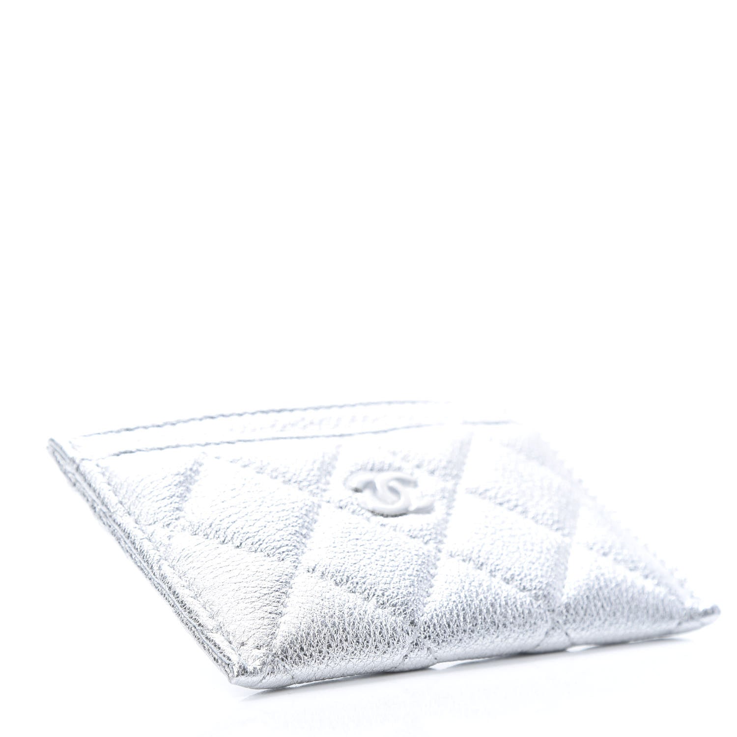 Chanel Metallic Lambskin Quilted Card Holder Silver 4 of 9