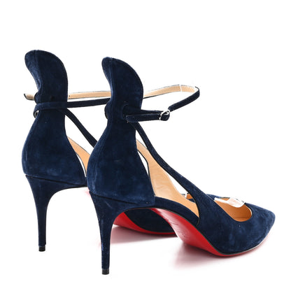 Christian Louboutin Veau Velours Perforated Victorilla 100 Pumps 40 Marine 5 of 8