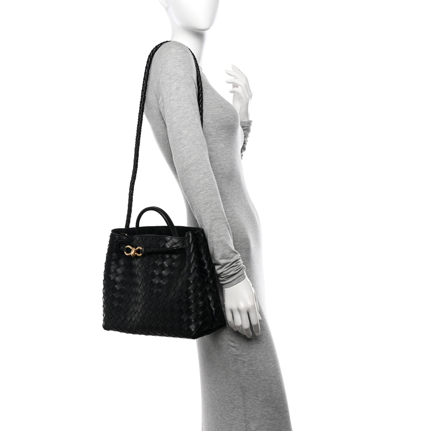 Bottega Veneta Nappa Intrecciato Medium Andiamo Shoulder Bag Black 2 of 10