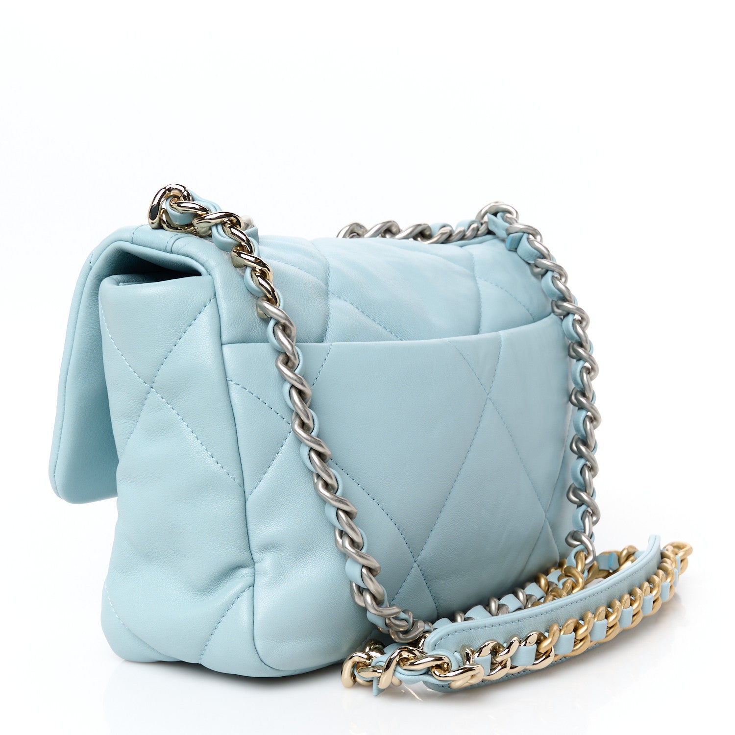 Chanel Lambskin Quilted Medium Chanel 19 Flap Light Blue 3 of 10