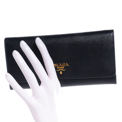 Prada Saffiano Metal Continental Wallet Nero Black 2 of 9