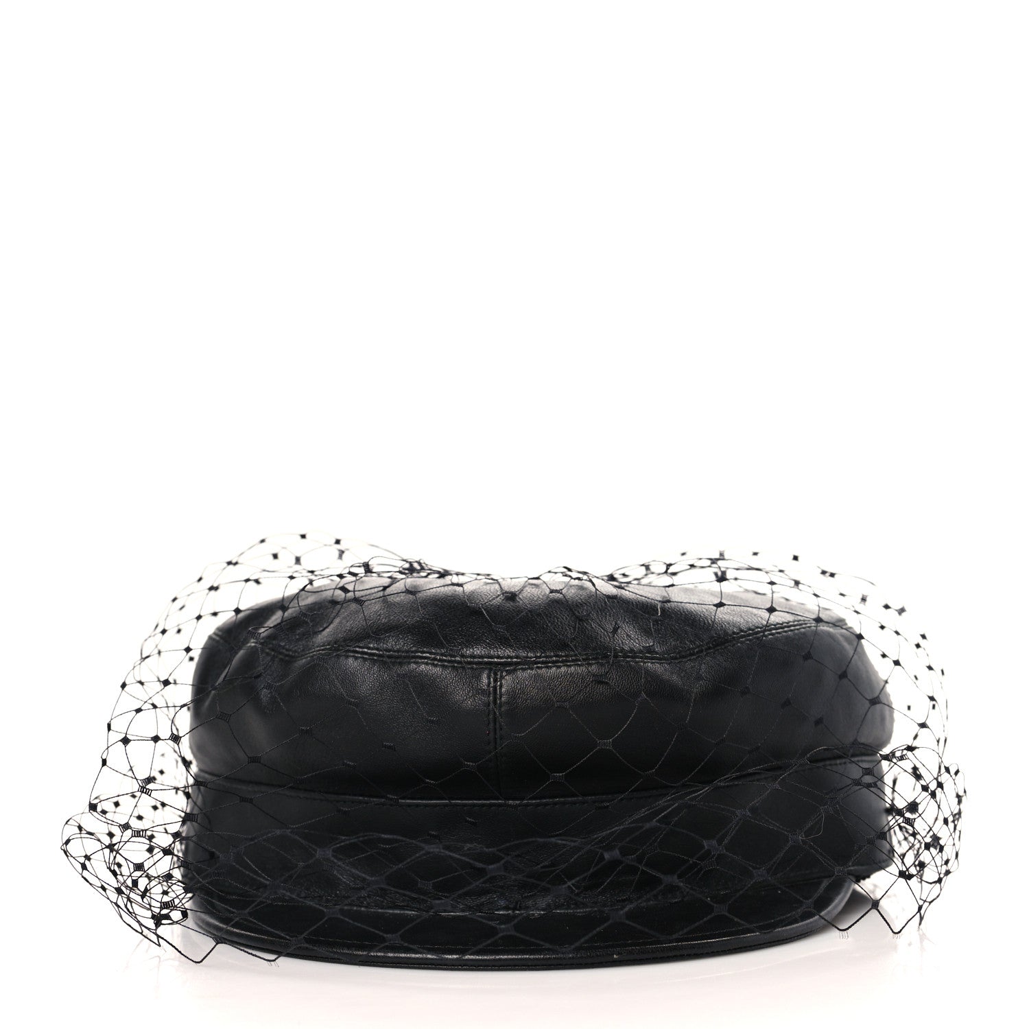 Christian Dior Lambskin Arty Beret Cap With Veil 57 Black 2 of 7