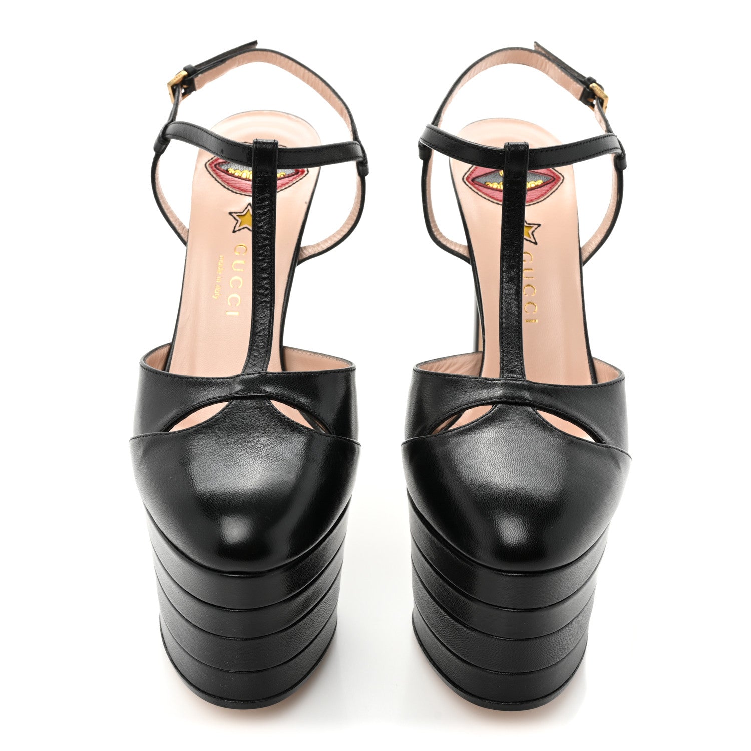 Gucci Malaga Kid T Strap Platform Pumps 38 Black 2 of 10