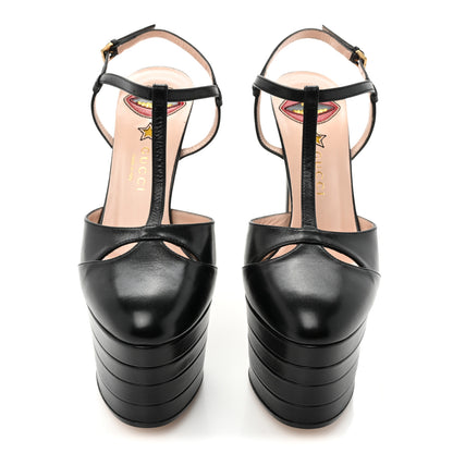 Gucci Malaga Kid T Strap Platform Pumps 38 Black 2 of 10