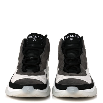 Chanel Nylon Suede Calfskin Womens Sneakers 39 White Grey 2 of 11