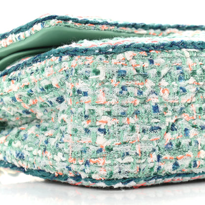 Chanel Tweed Quilted Medium Double Flap Green White Blue Orange 8 of 9