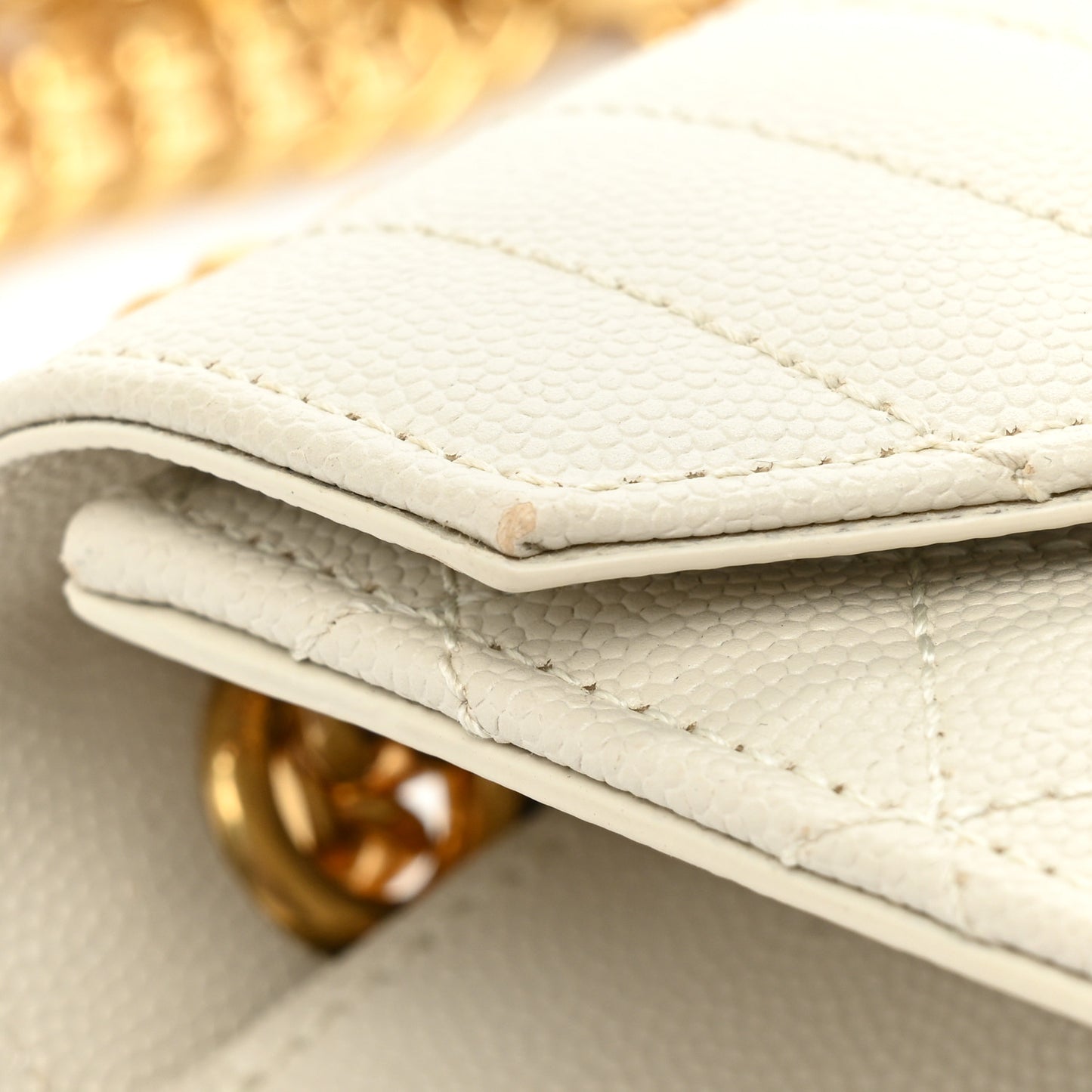 Grain De Poudre Textured Mixed Matelasse Medium Triquilt Monogram Satchel Crema Soft