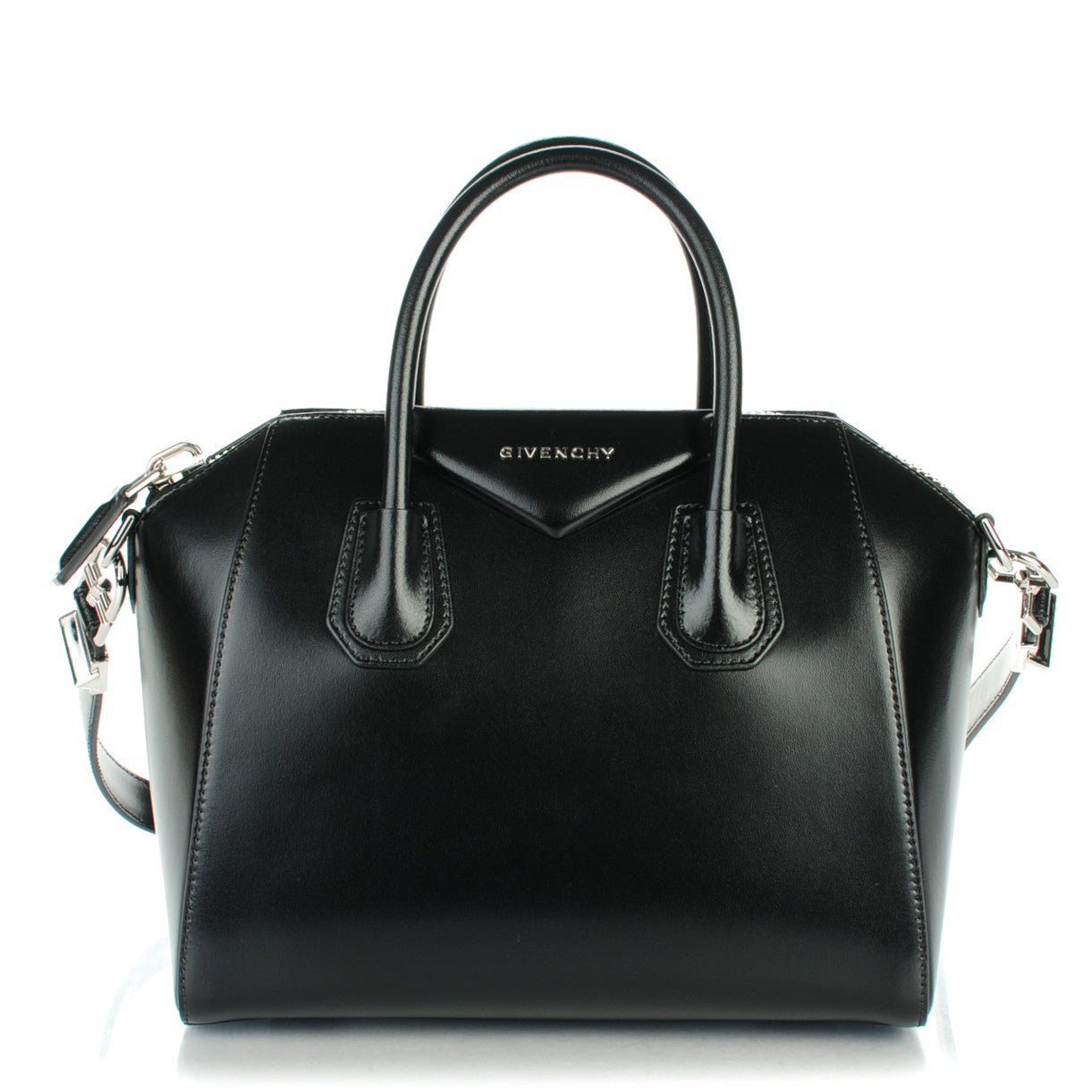 Shiny Lord Calfskin Small Antigona Black