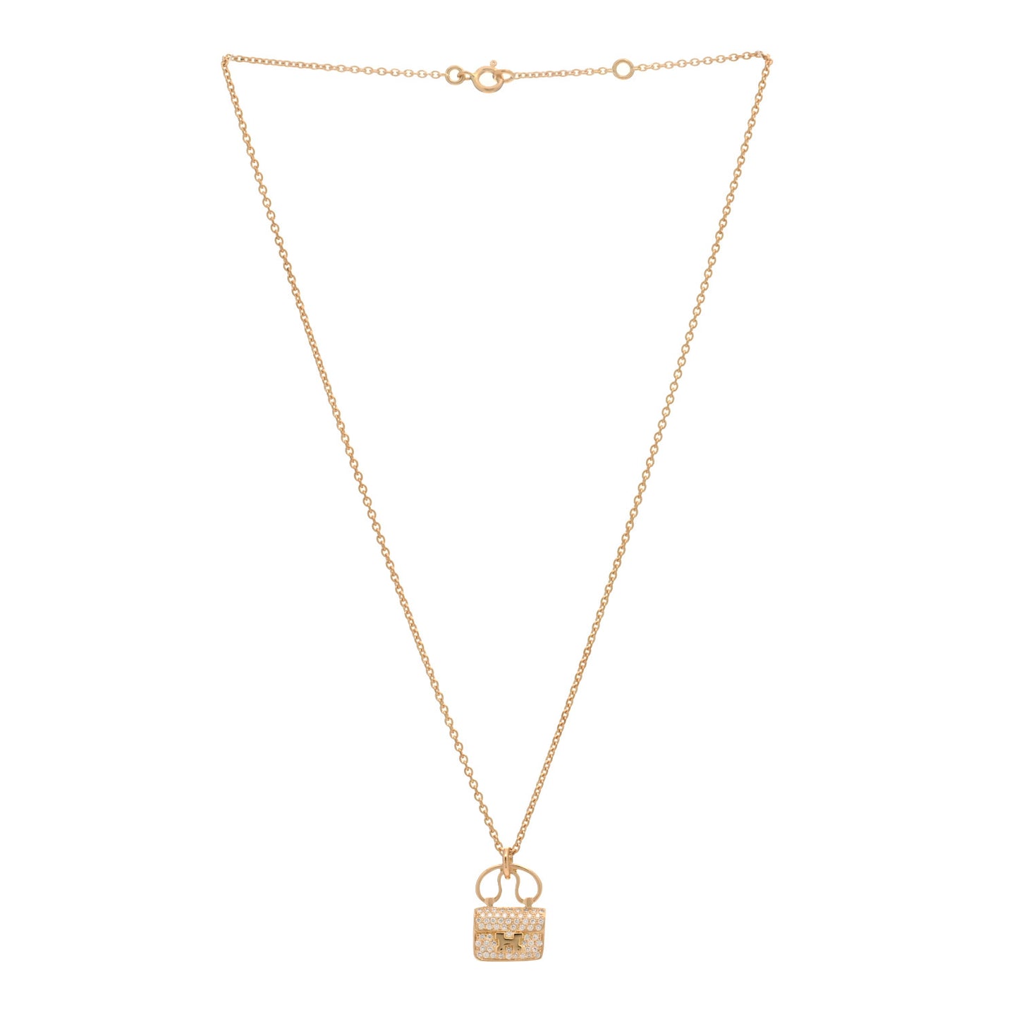 18K Rose Gold Diamond Constance Amulette Pendant Necklace