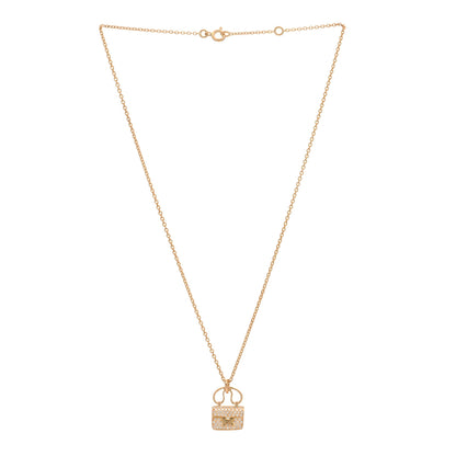 Hermes 18K Rose Gold Diamond Constance Amulette Pendant Necklace 2 of 3