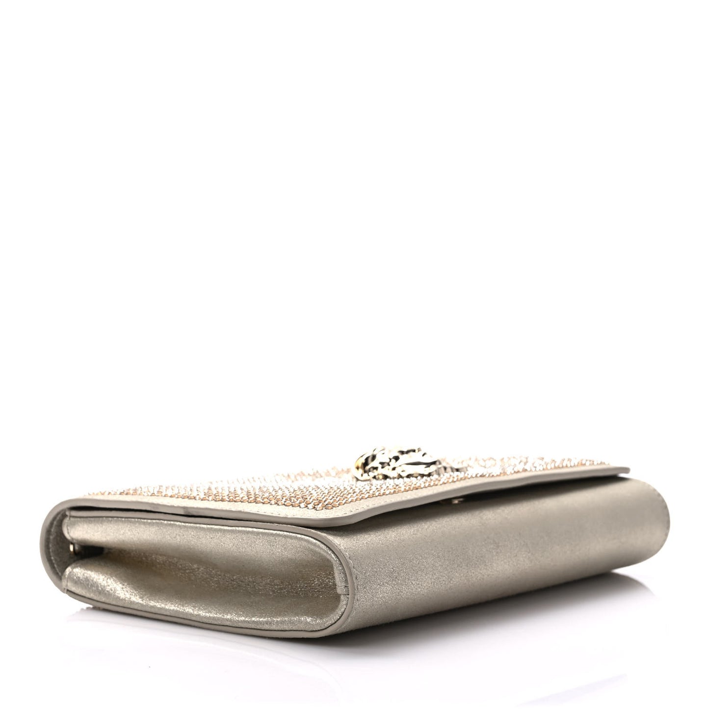 Suede Palazzo Crystal Chain Evening Bag Gold