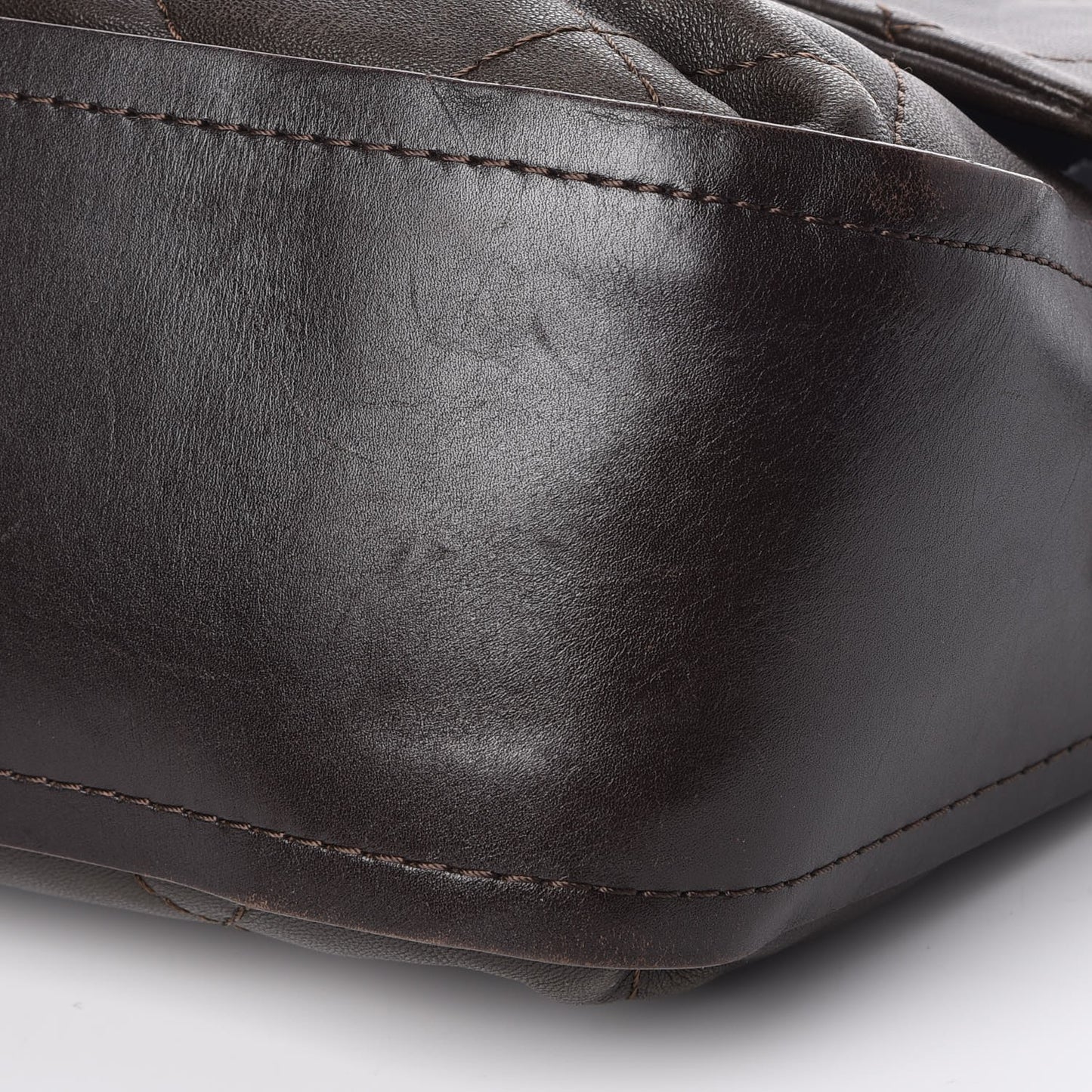 Lambskin Stitched Messenger Bag Brown