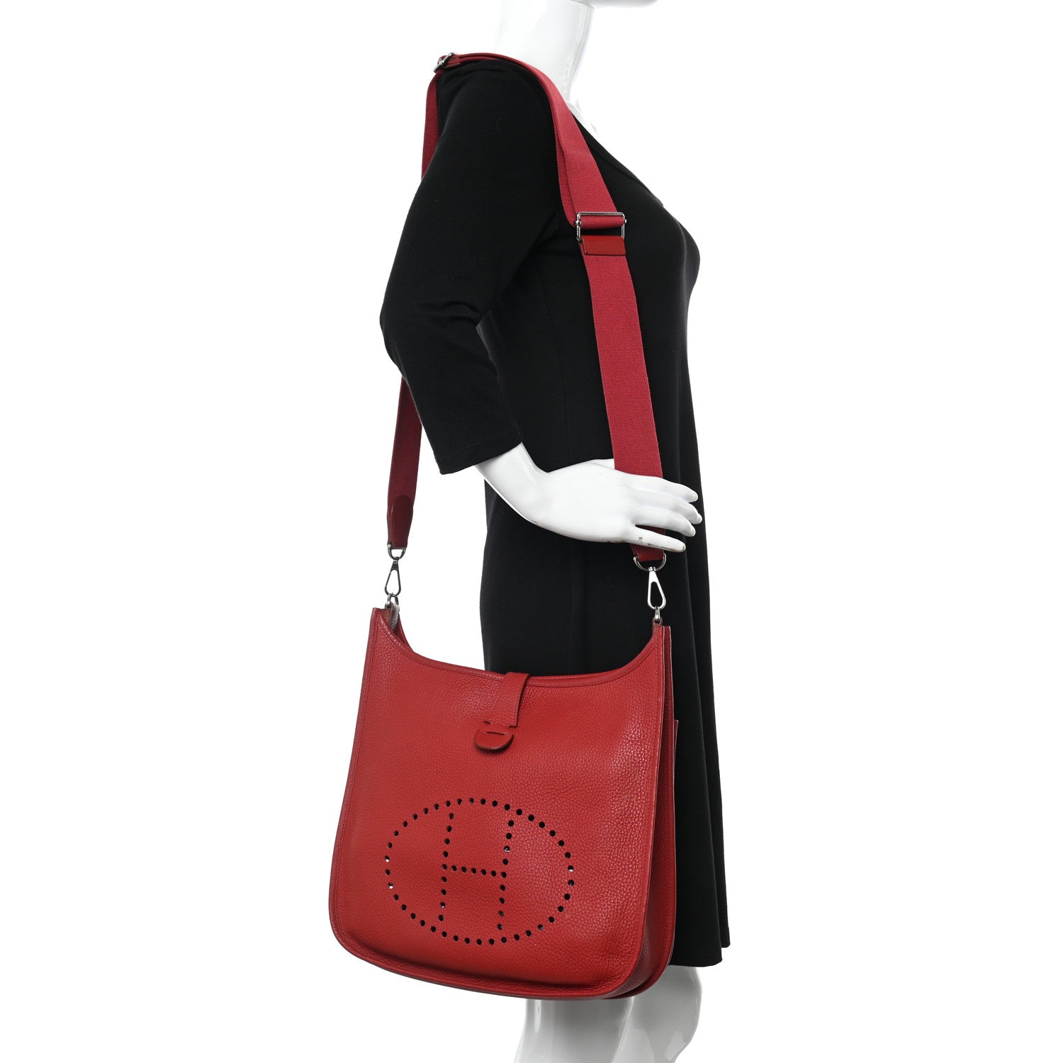 Hermes Taurillon Clemence Evelyne III PM Rouge Garance 2 of 13