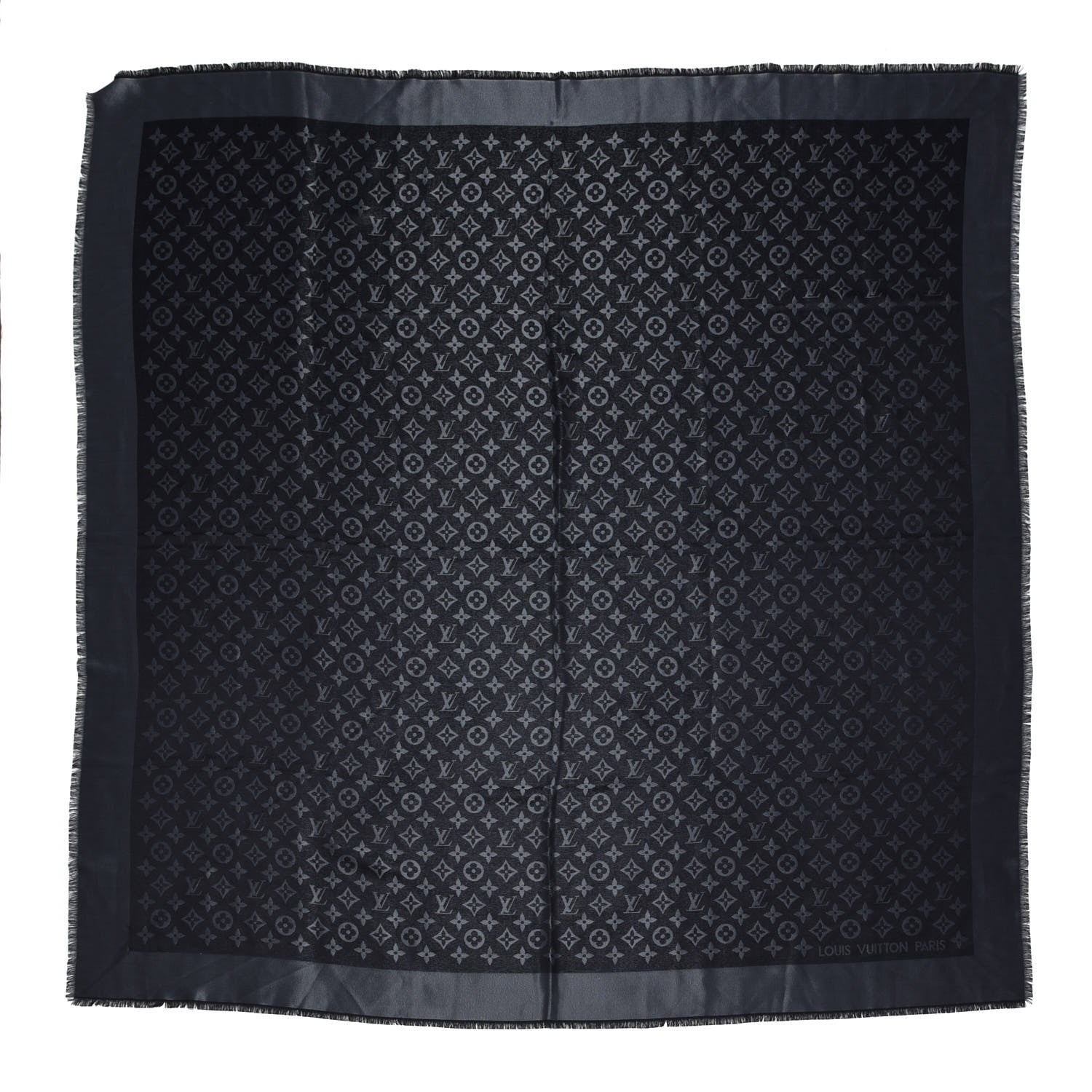 Louis Vuitton Silk Lurex Wool Monogram Shine Shawl Black 1 of 4