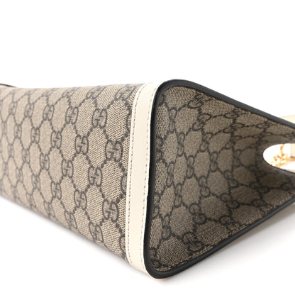 Gucci GG Supreme Monogram Moon Calfskin Small Padlock Tote Beige Ebony Mystic White 10 of 10