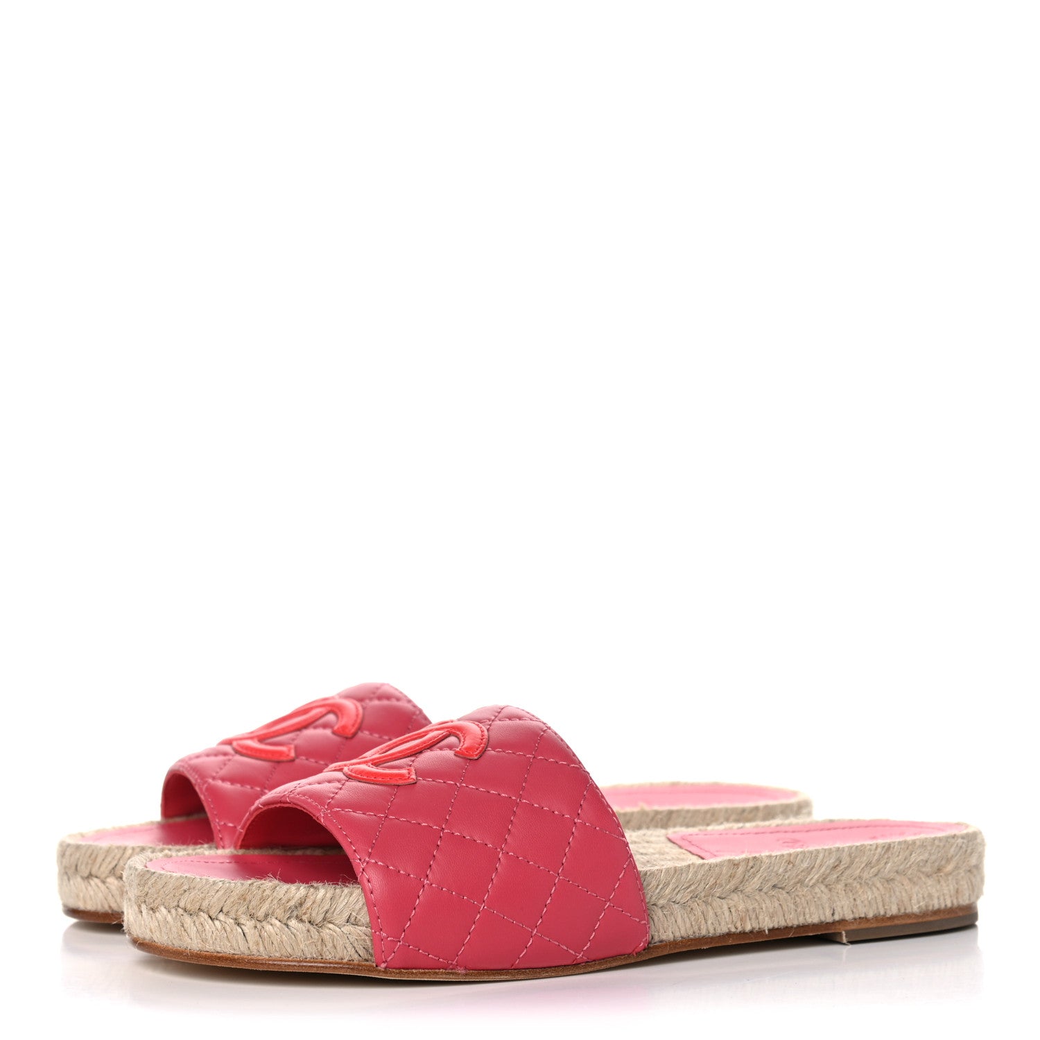 Chanel Lambskin Quilted CC Espadrille Slip On Sandals 36 Pink 3 of 8
