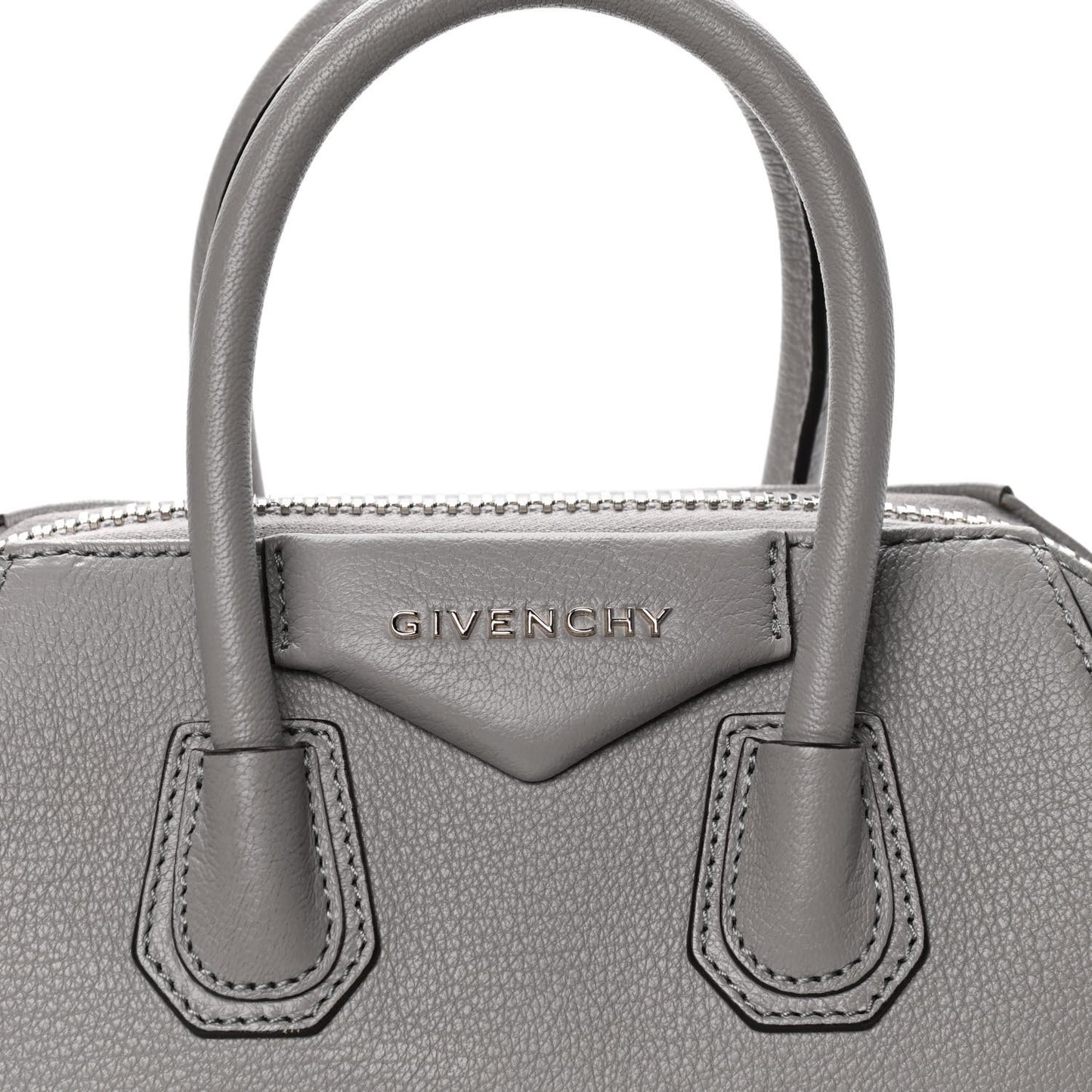 Sugar Goatskin Mini Antigona Pearl Grey