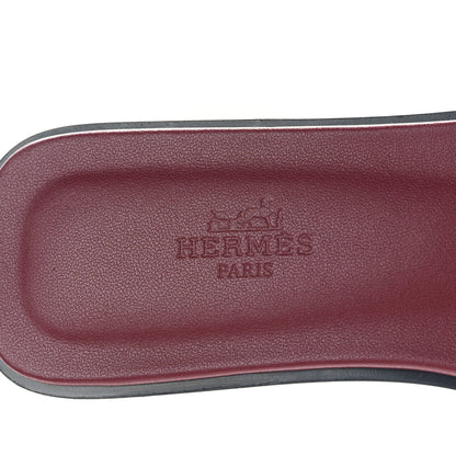 Hermes Calfskin Embroidered Oran Sandals 37 Rouge Feu 7 of 8