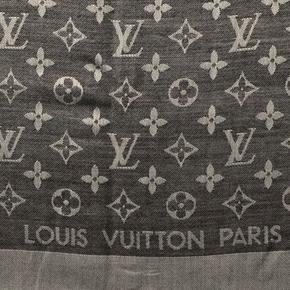 Louis Vuitton Wool Silk Monogram Denim Shawl Black 3 of 5