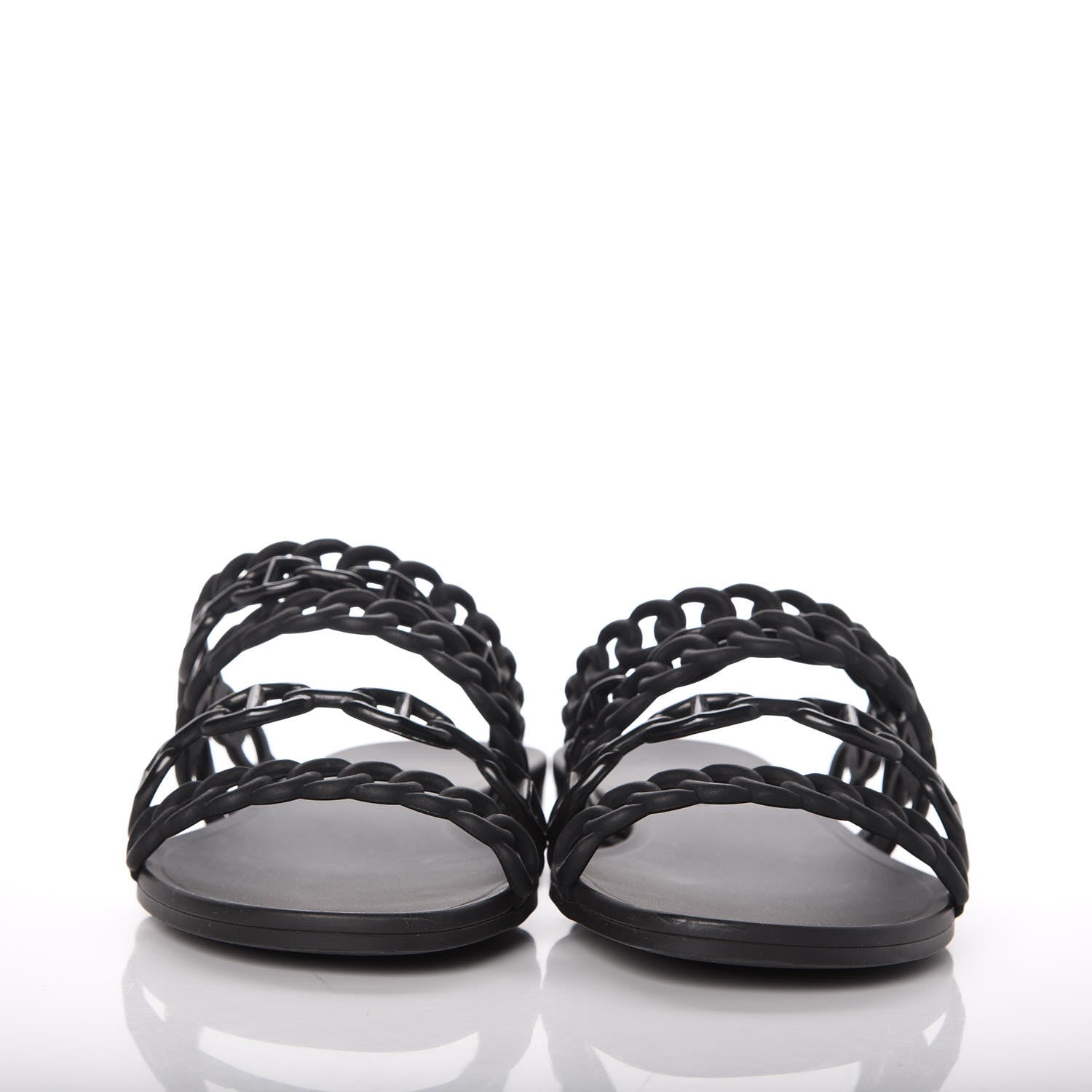 Hermes Rubber Chaine d'Ancre Nude Sandals 38 Black 2 of 8