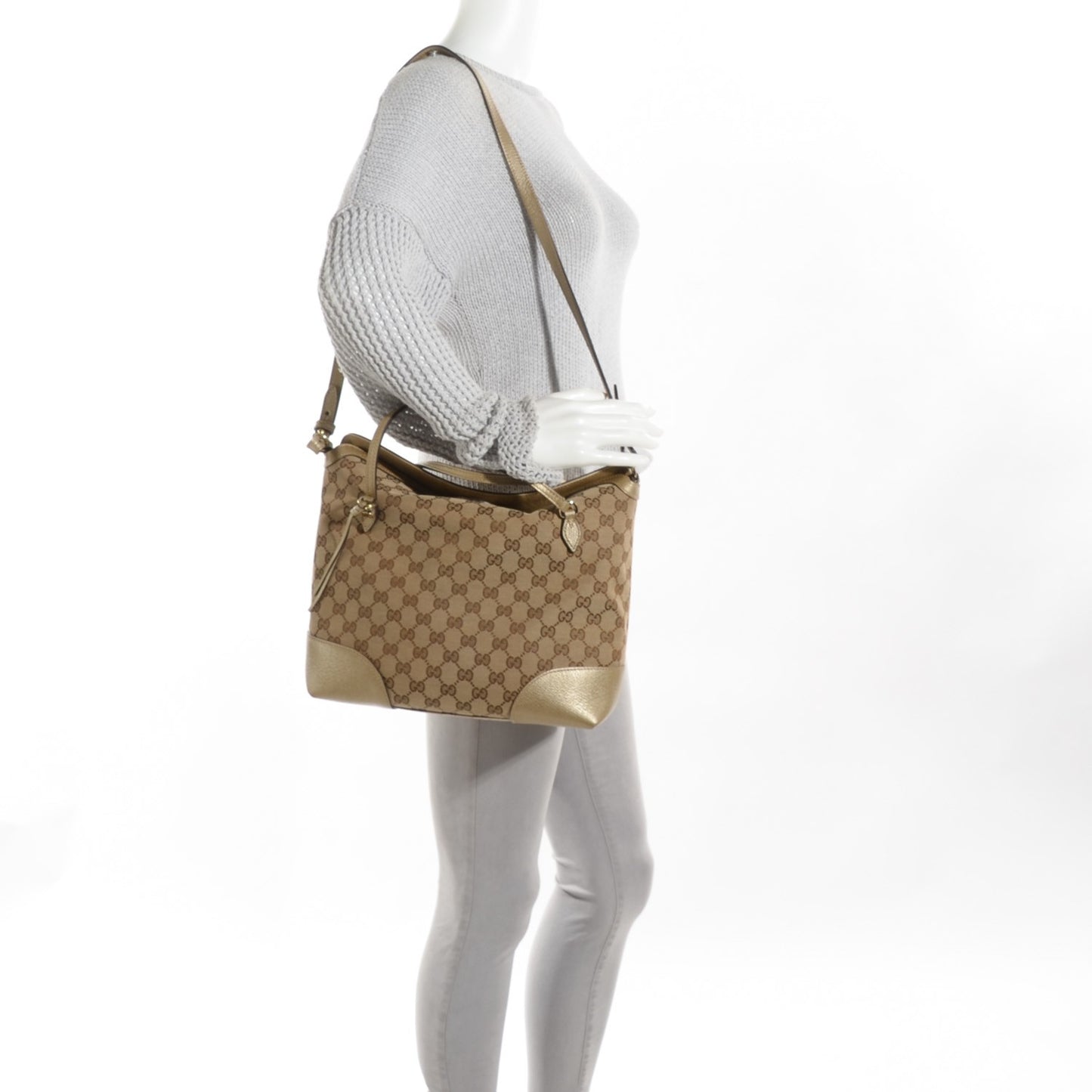 Monogram Medium Bree Foldover Tote Golden Beige