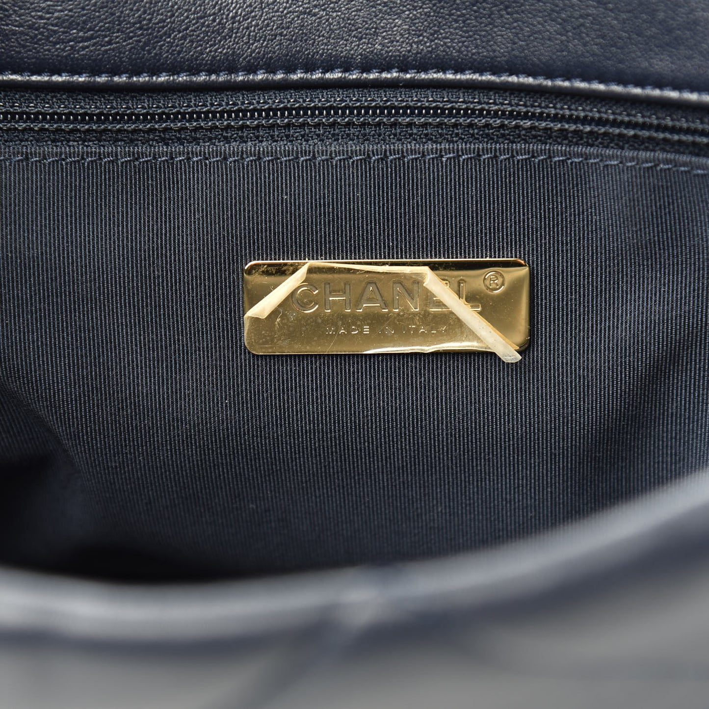 Lambskin Quilted Large Chanel 19 Flap Navy Blue