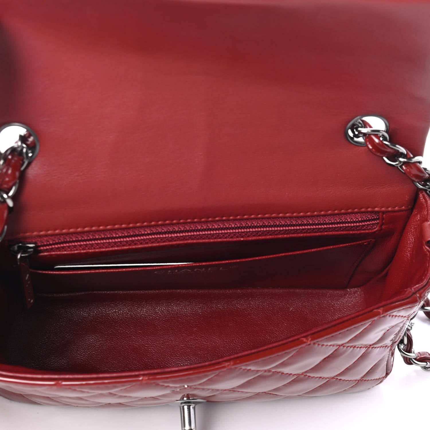 Chanel Patent Calfskin Quilted Mini Rectangular Flap Red 4 of 4