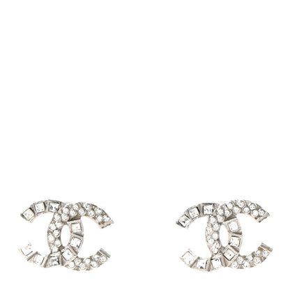 Chanel Baguette Crystal CC Earrings Silver 1 of 5
