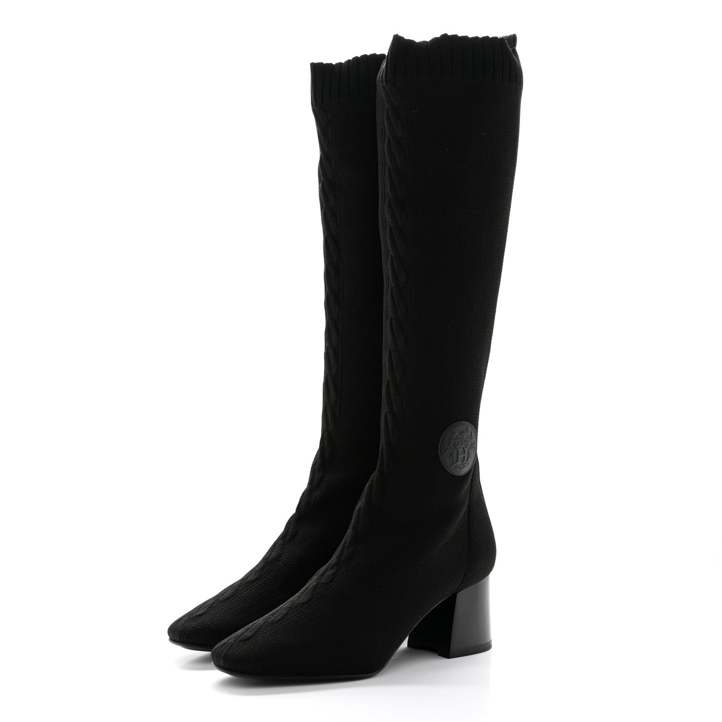 Knit Calfskin Fontaine 60 Boots 37 Black