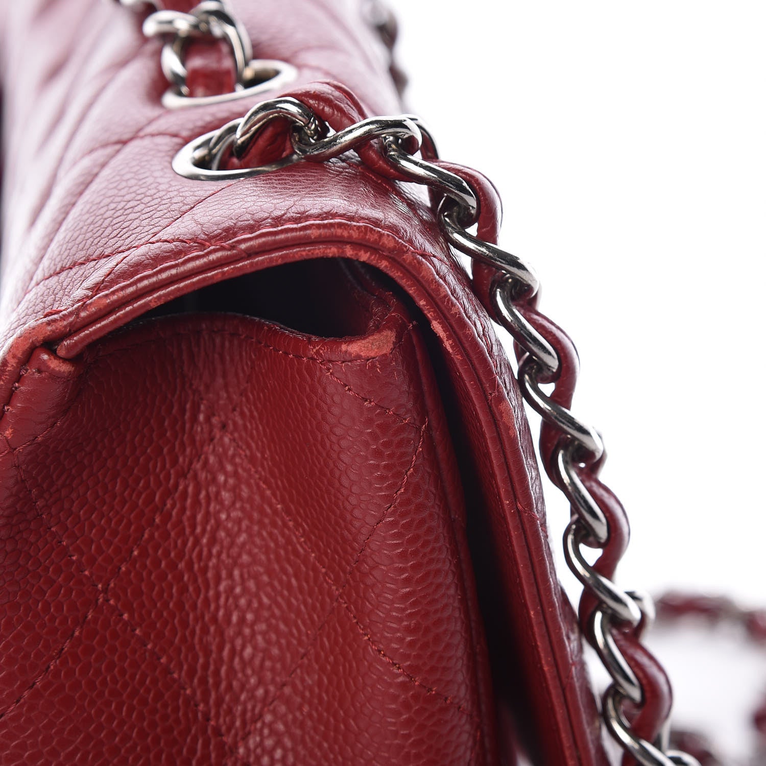 Chanel Caviar Quilted Jumbo Single Flap Red 16 of 27