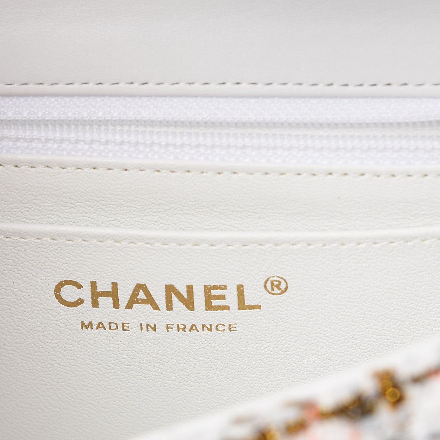 Tweed Quilted Mini Rectangular Flap White