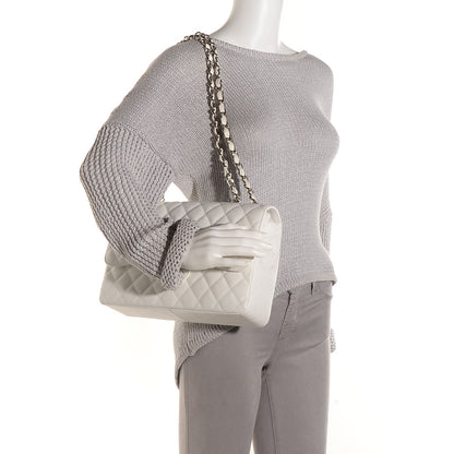 Chanel Caviar Quilted Jumbo Single Flap White 2 of 9