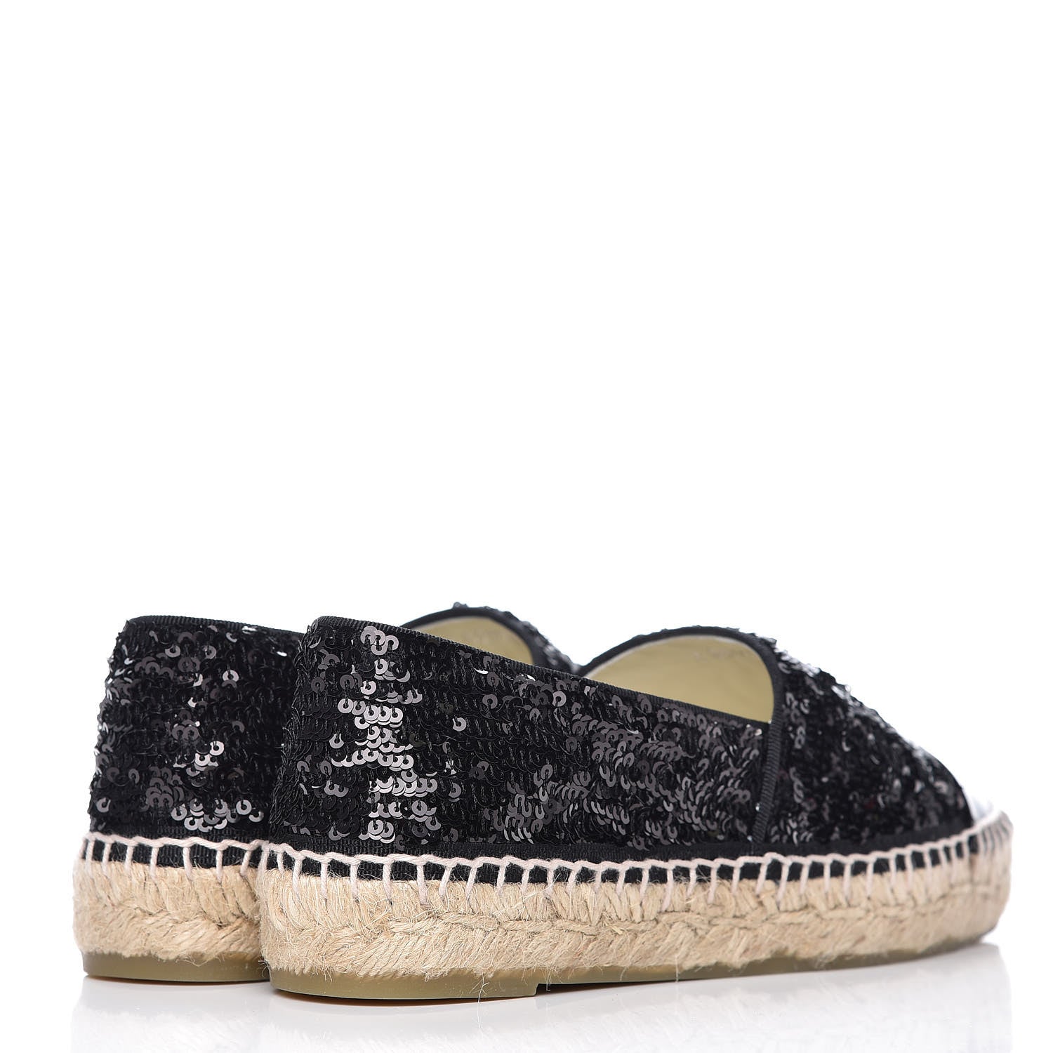Chanel Patent Sequin CC Espadrilles 35 Black 4 of 10
